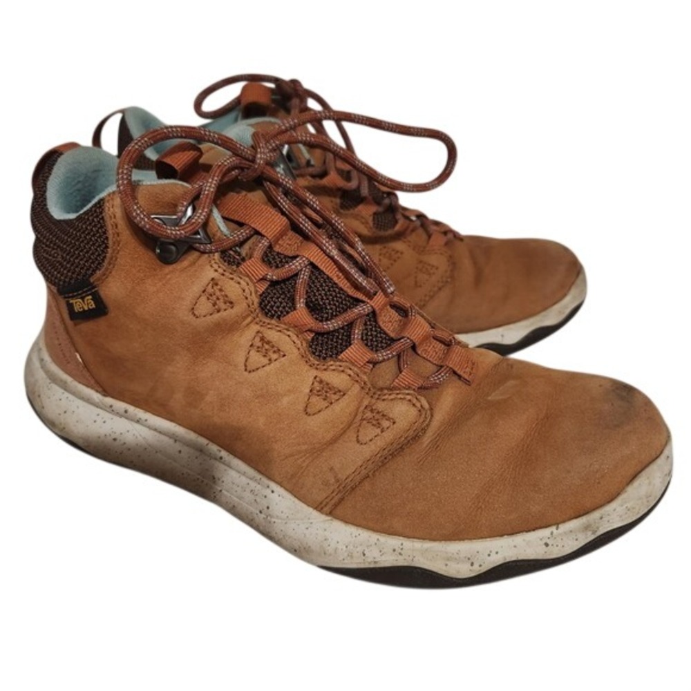 Teva Mid Waterproof Hiking‎ Boots Tan Suede Lace Up Women's Size 7.5